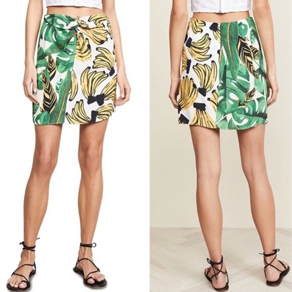 FARM Rio Banana Print Mini Skirt - Green and Yellow - Picture 2 of 7